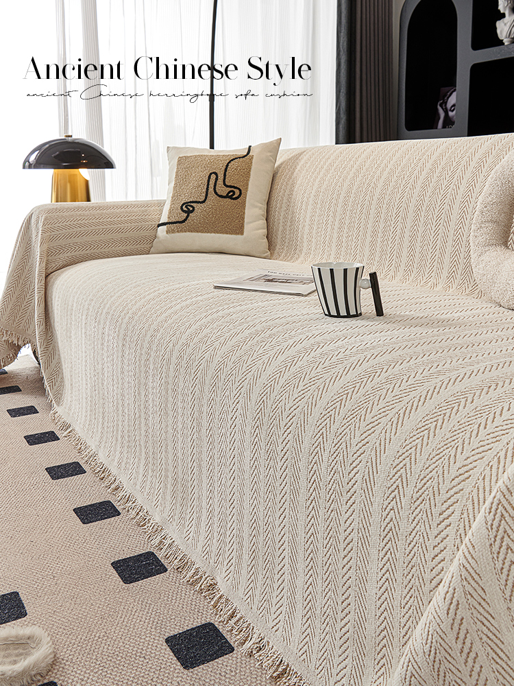 【时光】法式奶油风高级感雪尼尔防滑防尘网红沙发盖巾沙发布