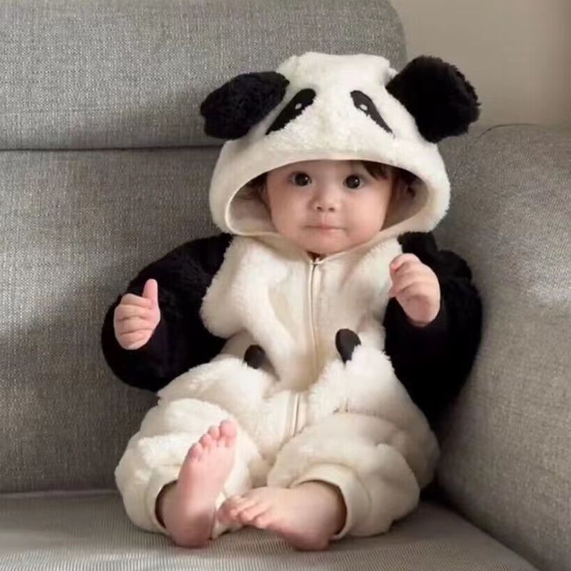 巴拉拉吧新生婴儿爬爬服秋冬装2024新款男女宝宝连体衣婴幼儿加厚
