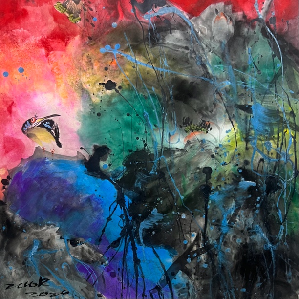 左锋义+斗方68*68+花鸟