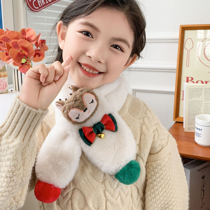 蕉下粉儿童围巾女秋冬宝宝围脖婴幼儿小孩圣诞节礼物冬季加厚脖套