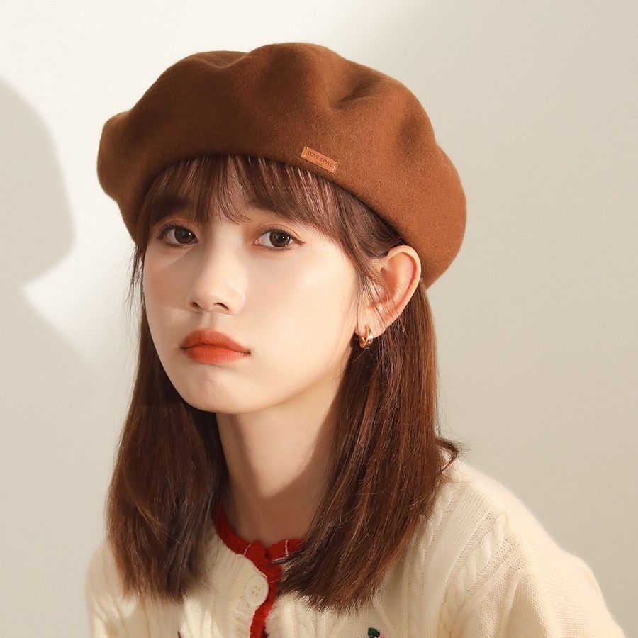 气质纯色贝雷帽女日系咖啡色秋冬贝雷帽百搭文艺复古画家帽潮时尚