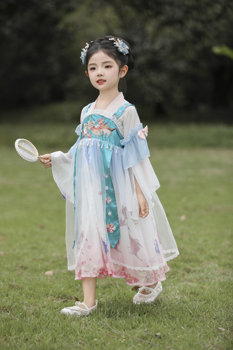 夏季汉服女童古装超仙春秋中国风小女孩古风唐装连衣裙中国风薄款