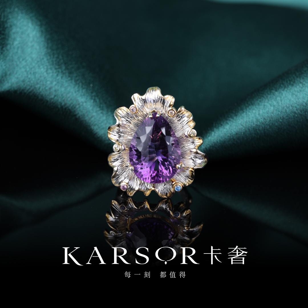 S925银 紫晶 开口戒指J752