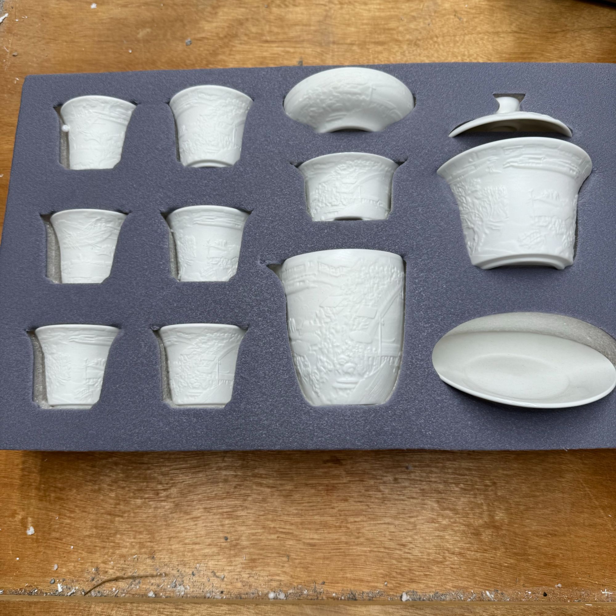 【闪购商品】清明上河图素烧茶具套装 （无礼盒）中式白瓷家用精美