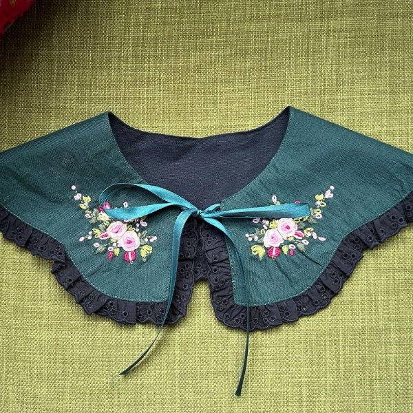 今秋好礼JannyBB原创手工绣花波浪花型可拆卸儿童假领子百搭