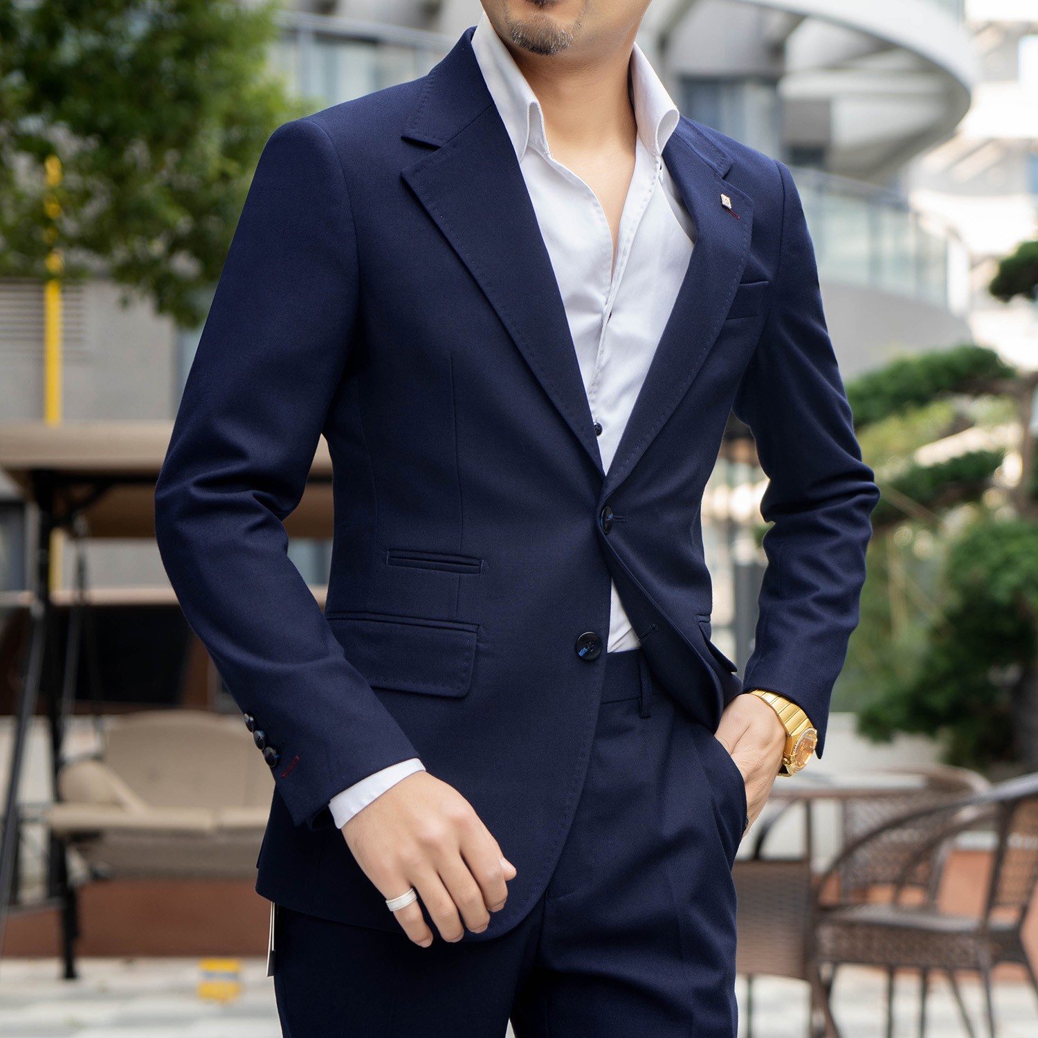 劲郎A2245藏青品质西服套装商务休闲男西装外套结婚礼服男士男款