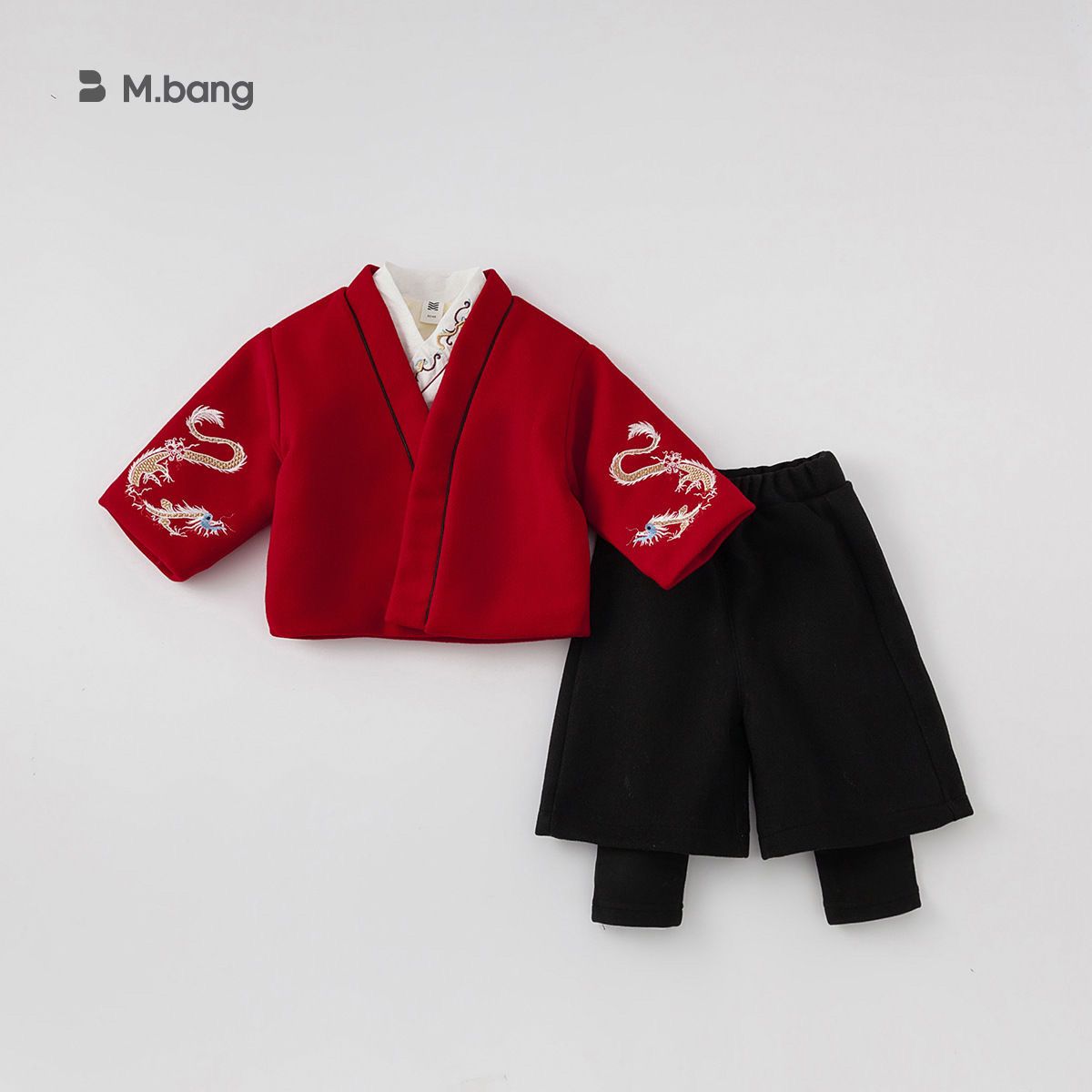 汉服男童衣服唐装三件套套装中国儿童过年宝宝周岁拜年冬季礼服