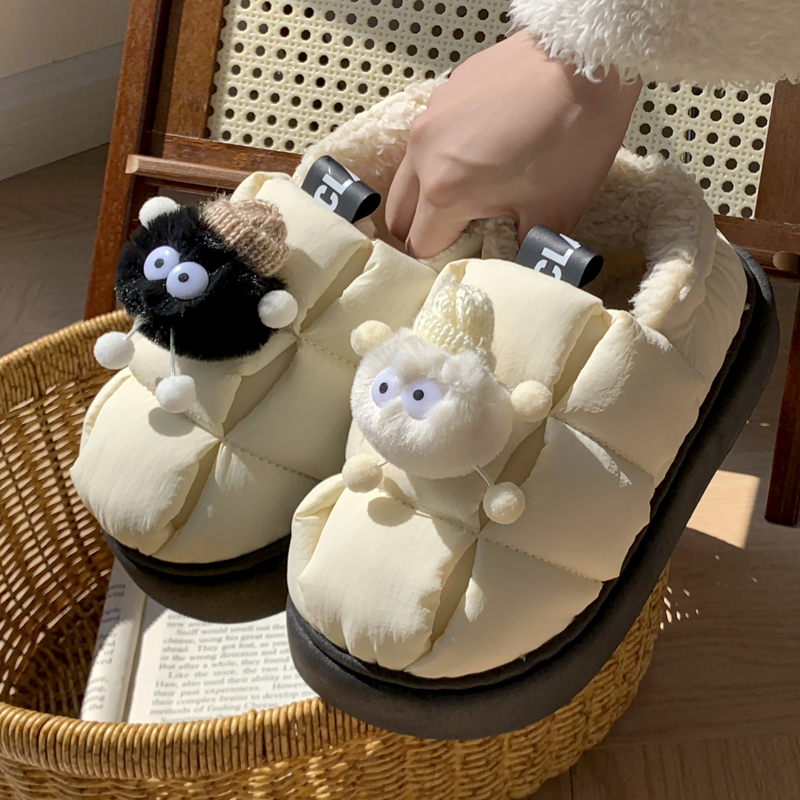 【小扬哥推荐】冬季新款女式防滑蓬松棉鞋厚底居家情侣包跟棉拖鞋
