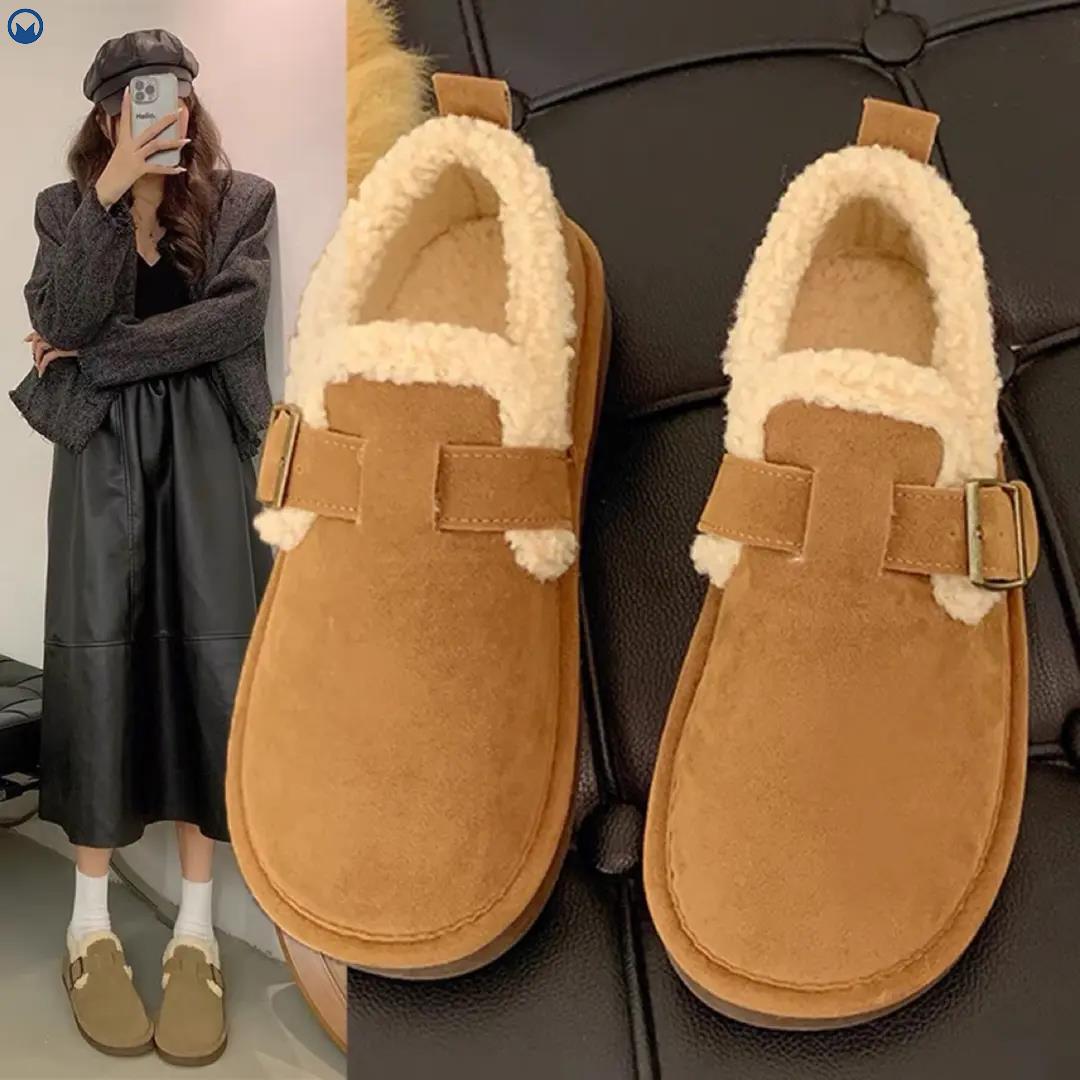 2023年冬新款时尚加绒勃肯鞋女冬季防滑一脚蹬保暖棉鞋