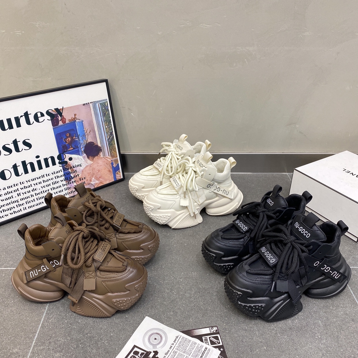 老爹鞋女ins2023年秋冬厚底增高松糕运动鞋时尚休闲鞋