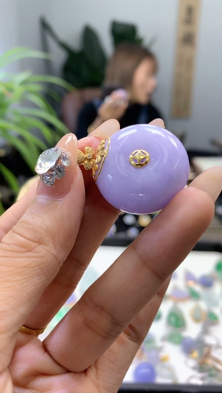 【闪购商品】翡翠颈饰18K金镶嵌扣子
