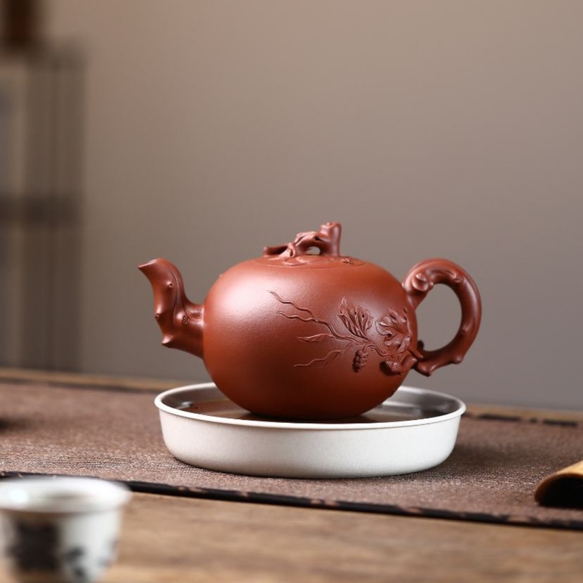 红皮龙松鼠葡萄400C纯全手工宜兴紫砂茶壶-吴芳芳作品送礼收藏