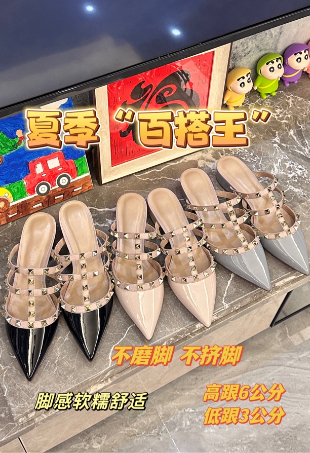 洁哥推荐 【深爱恋人】夏季时尚百搭铆钉尖头高跟单鞋