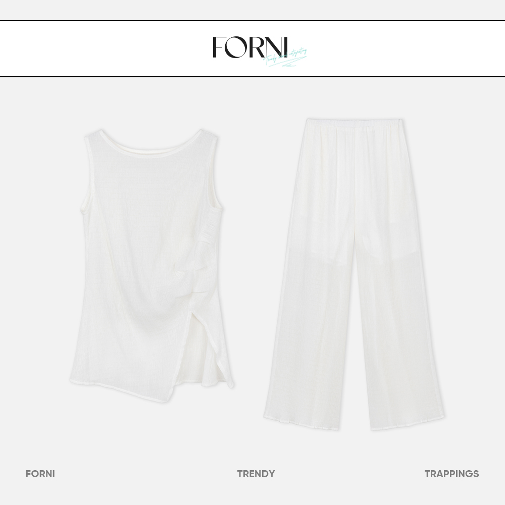 FORNI x YOYO 山窗黎光 莱赛尔不规则背心套装舒适白色时尚休闲