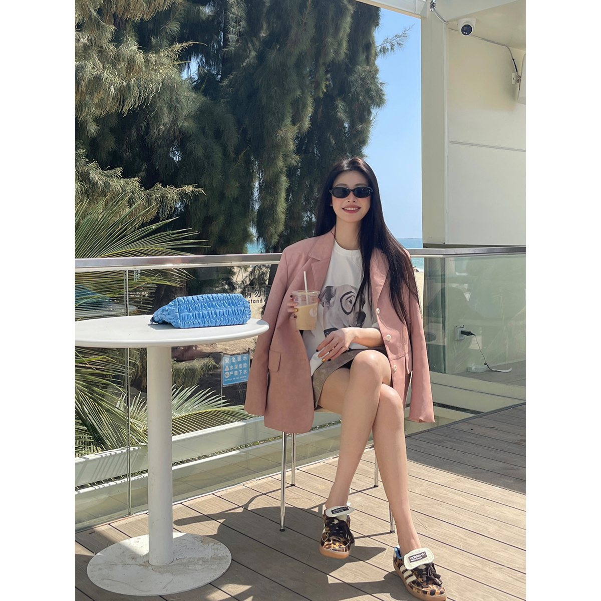 FORNI x YOYO 北野暮色 皮面西装外套时尚休闲百搭春季时尚款上衣