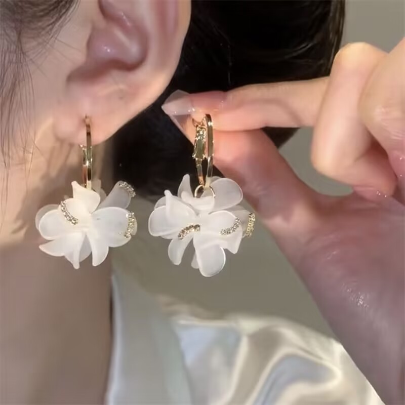 铜合金亚克力耳饰 925银针耳环-花海度假风百搭时尚浪漫耳环36号