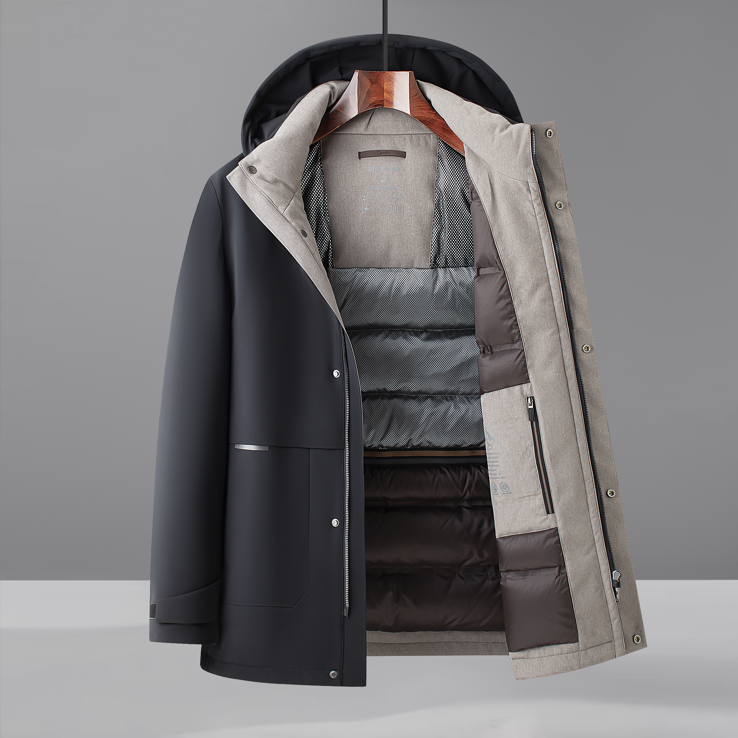 A35 【新国标90鹅绒石墨烯】 男士冬季外套保暖可拆卸帽休闲鹅绒服