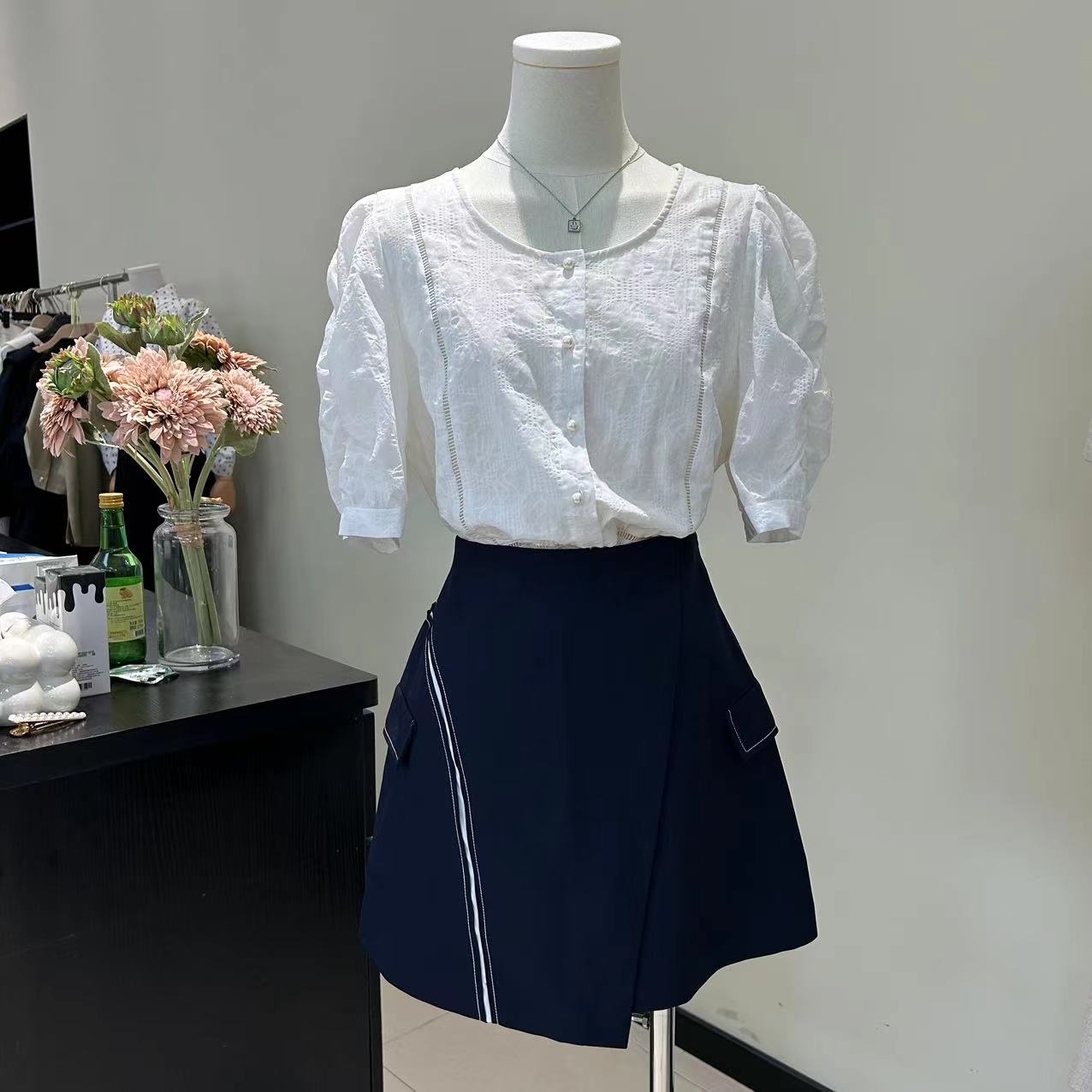 24夏季新款气质百搭通勤半裙女外贸韩单时尚休闲不规则拼接短裙