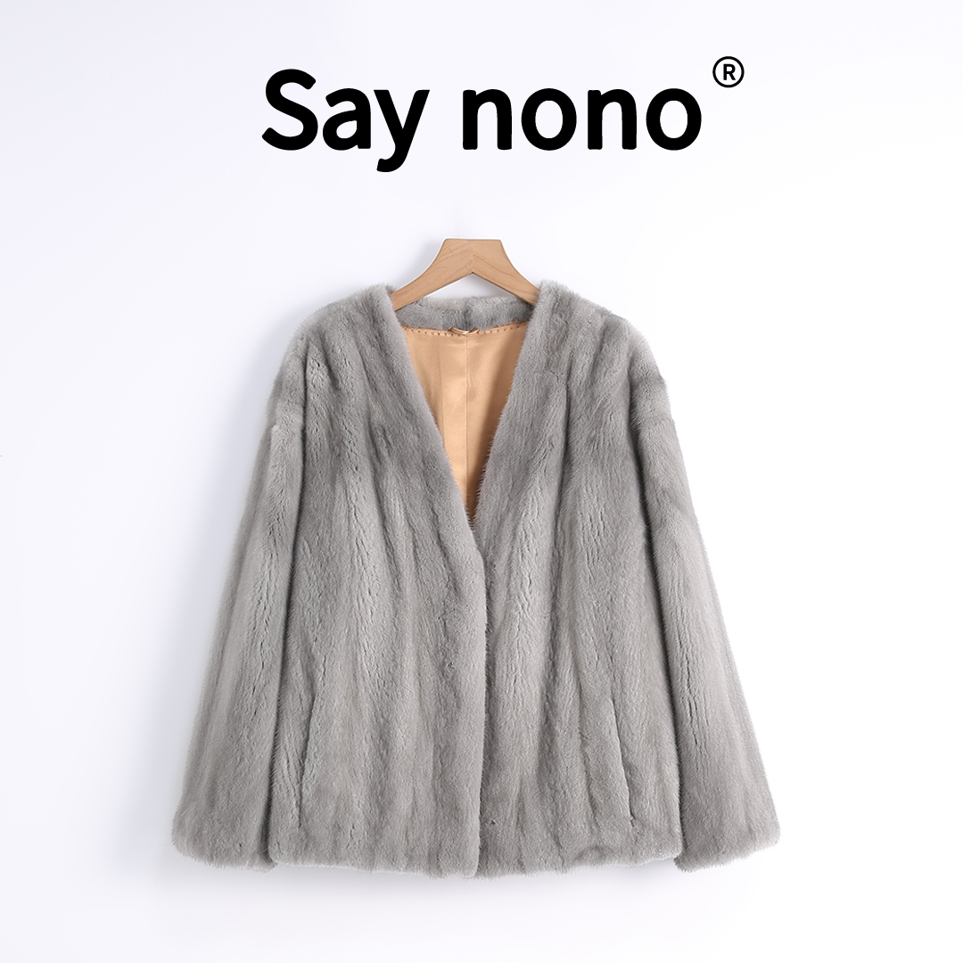 懒猫nono│Saynono＿天鹅绒短二水貂抽刀皮草外套女/XS918A