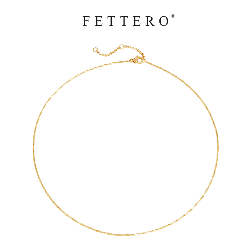 fettero 铜合金项链 【金色瓜子链颈链】欧美简约锁骨链气质百搭
