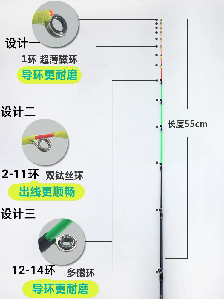 纳米玻纤竿稍桥筏鱼杆软尾玻纤伐钓稍船筏排伐插口2.6长55厘米稍