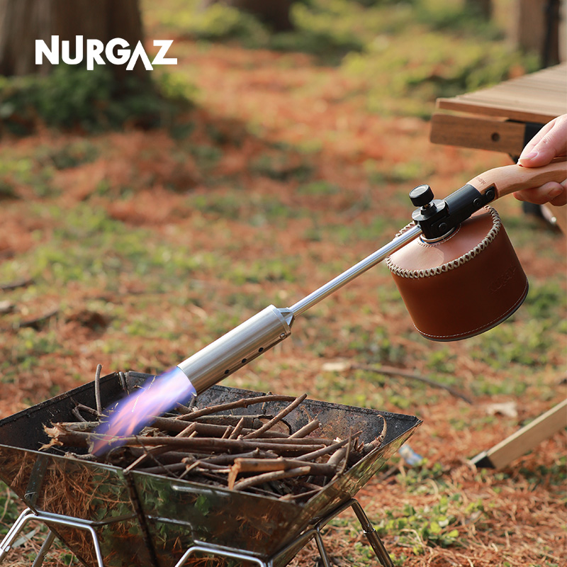 NURGAZ户外折叠喷火枪便携露营卡式气罐喷枪烧猪毛手持点碳点火器