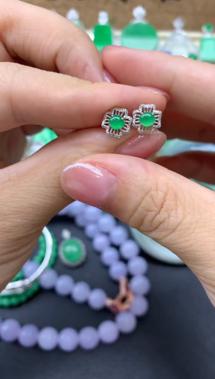 【闪购商品】翡翠耳饰18K金镶嵌522-中国好珍宝