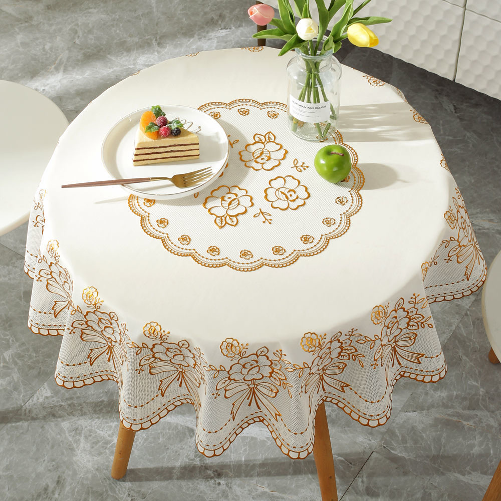 【1米*1米】圆桌布桌欧式防水防油防烫免洗圆形防滑pvc精美餐桌布