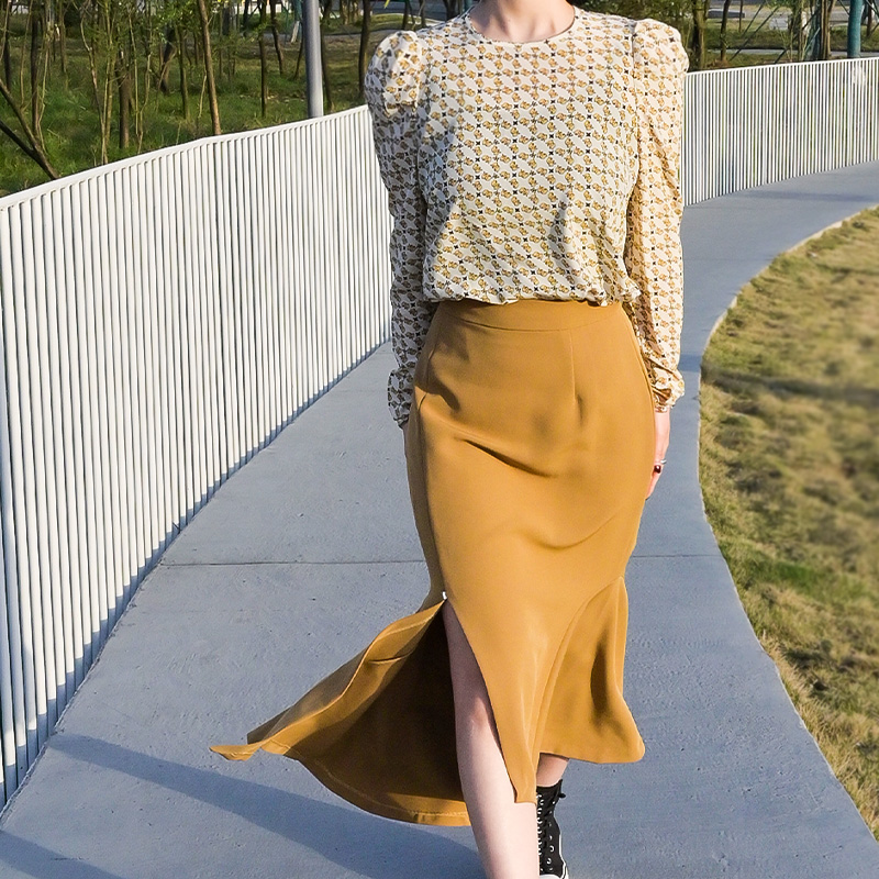 FCS014 菲诗菲曼  前开叉中长鱼尾半裙FCS212011