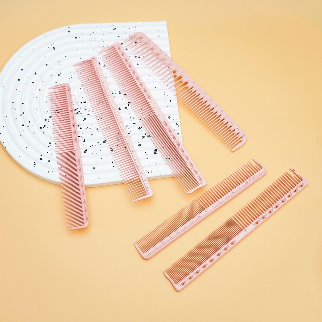 螺旋纹粉色刻度梳发型师耐高温理发梳子男女士剪发梳洛剪大全套梳