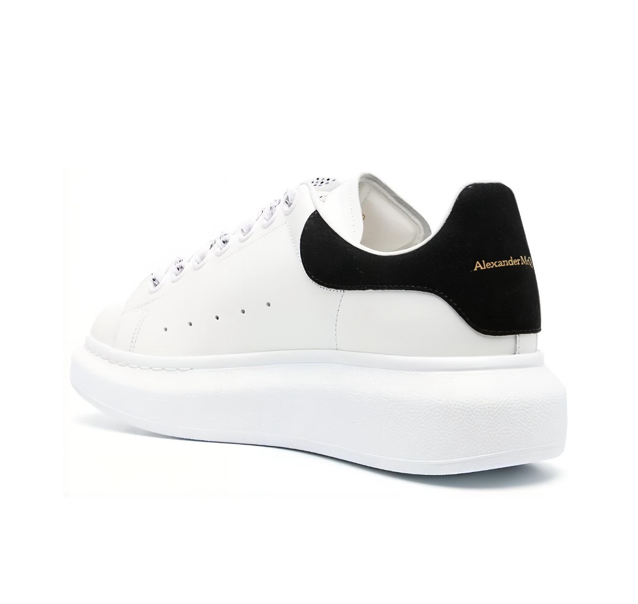 全新未使用 Alexander McQueen/亚历山大·麦昆 经典小白鞋黑尾