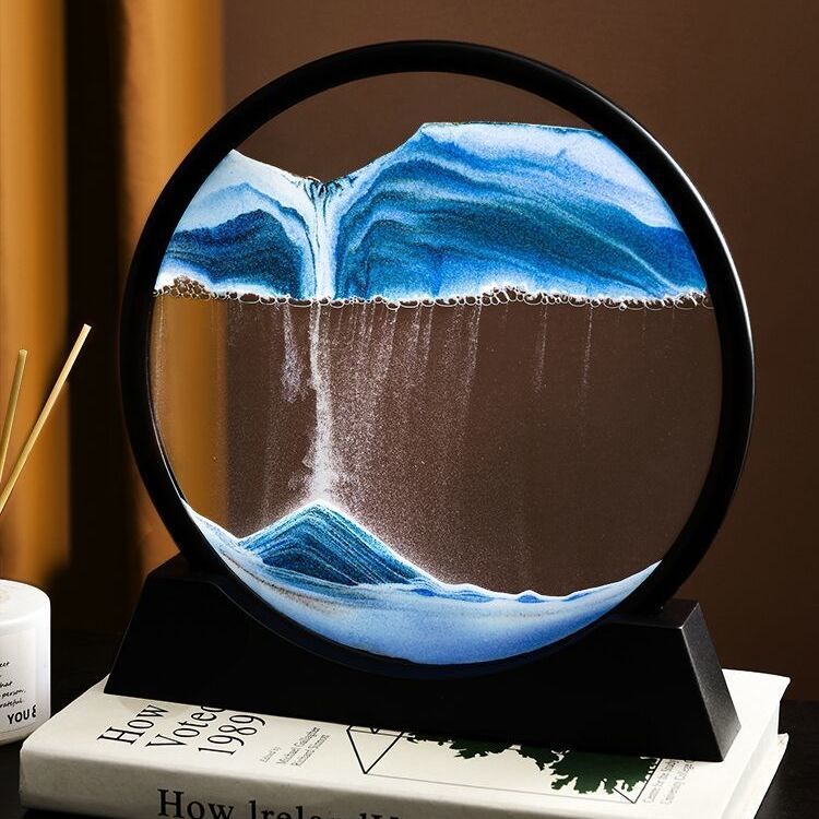 轻奢3D流沙画艺术沙漏 办公室家居装饰品 创意礼品解压解闷摆件网