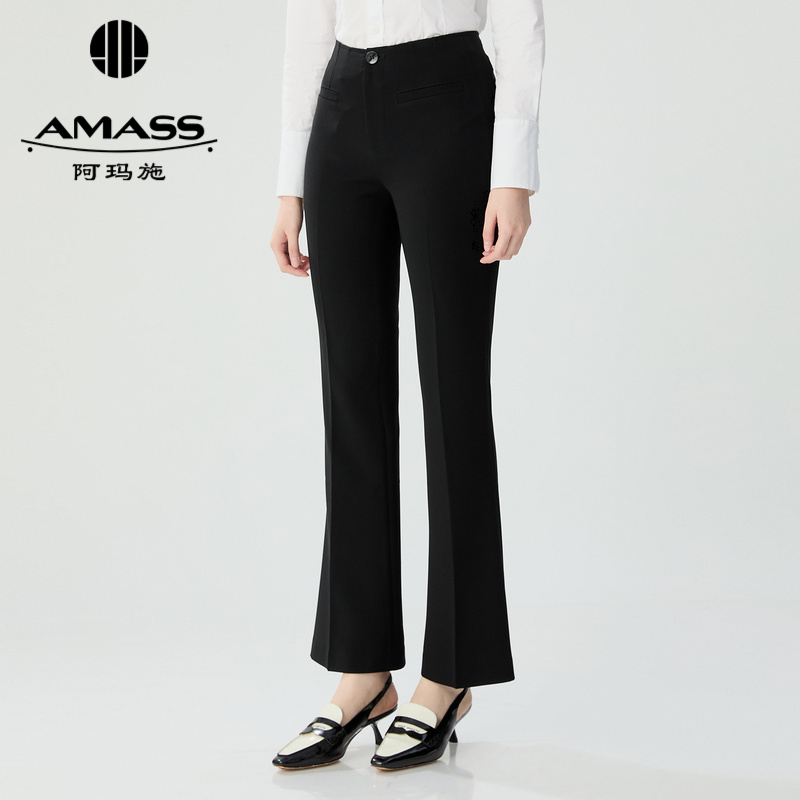 阿玛施AMASS 经典优雅通勒气质曲线微喇长裤显瘦高腰时尚5100544