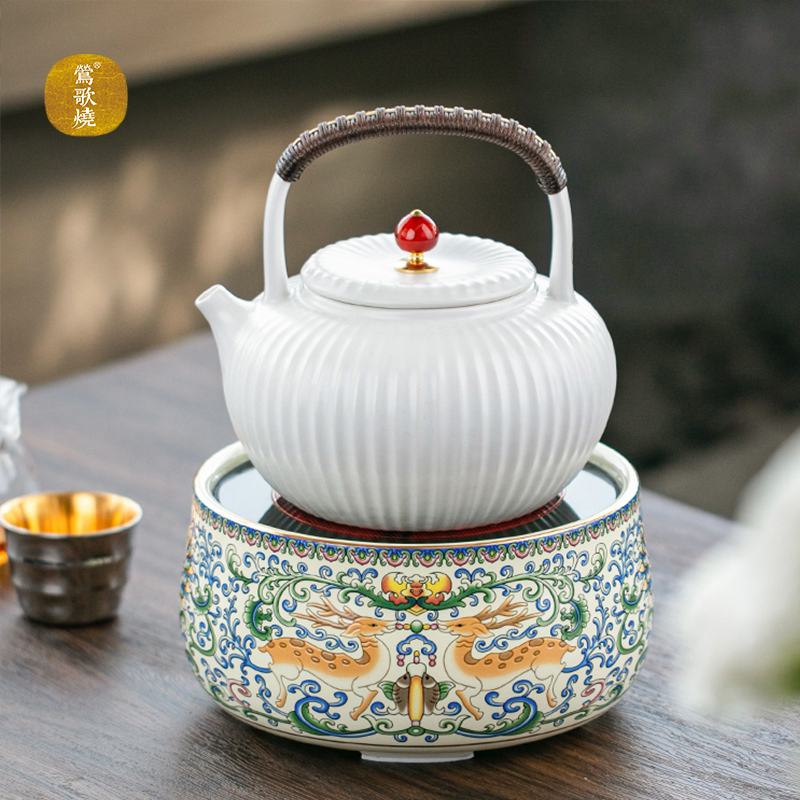 莺歌烧福禄有余电陶炉家用煮茶茶炉小型静音泡茶煮茶器不挑壶茶炉