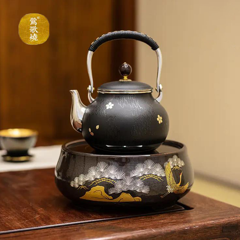 莺歌烧金星松鹤电陶矮炉静音电茶炉台式家用红外线小型迷你煮茶器