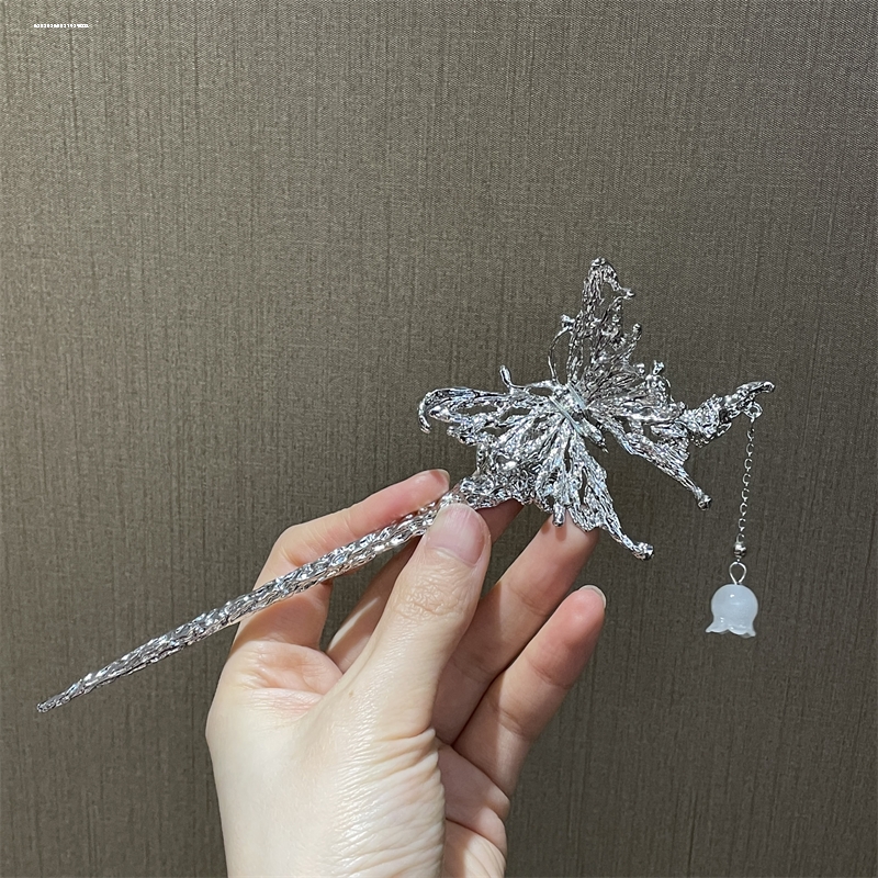 新款液态蝴蝶发簪小众日常现代女后脑勺设计气质慵懒仙气夏季盘发