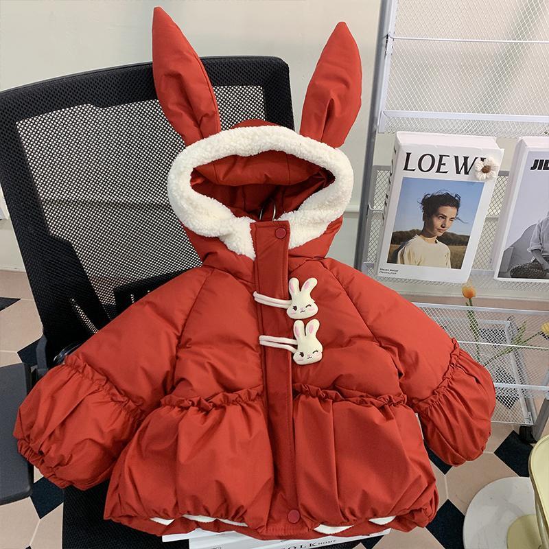 新品巴拉巴拉女童棉衣加绒秋冬装2023新款女宝宝连帽小童棉衣冬季