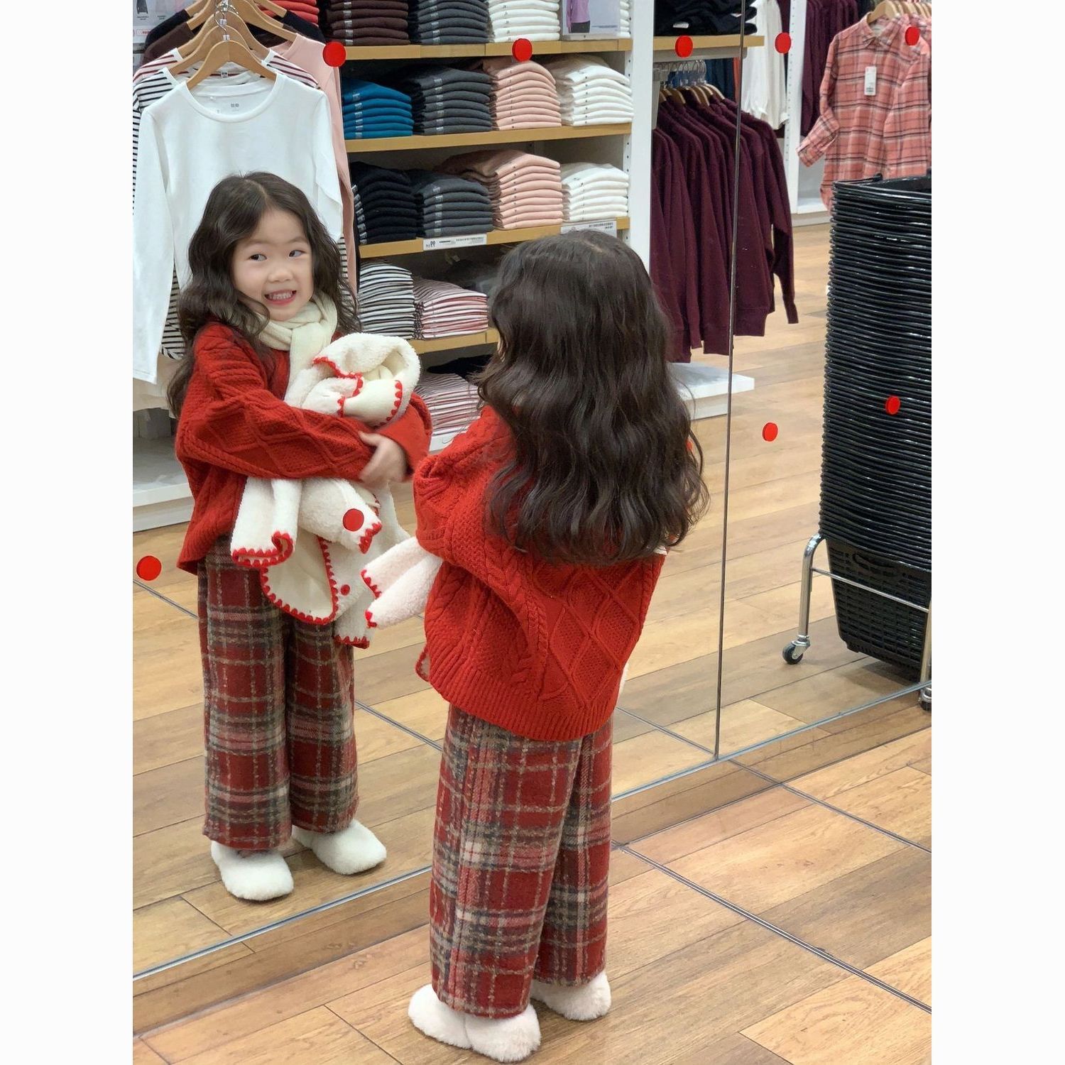 新品巴拉巴拉韩版小香风毛衫两件套2023新款新年拜年服毛衣针织衫