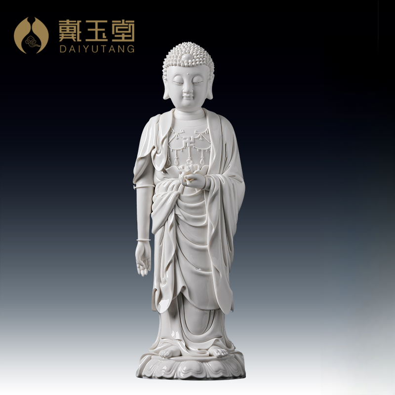 戴玉堂陈戴茹陶瓷摆件《阿/弥/陀站像》德化白瓷手工立式家用摆件