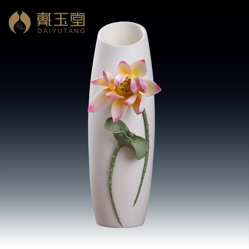 戴玉堂 陶瓷香桶家用大号荷花香筒插花手工莲花香筒装香的香桶