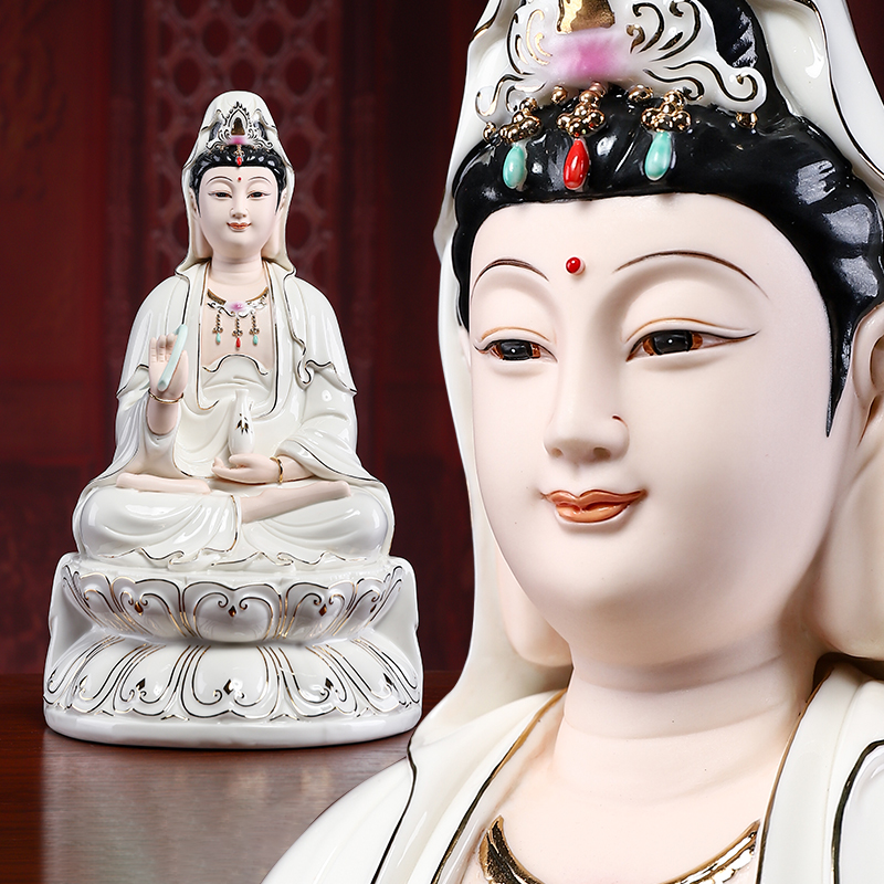 戴玉堂《莲花观/音》德化白瓷南海观/音居家摆件 装饰工艺品
