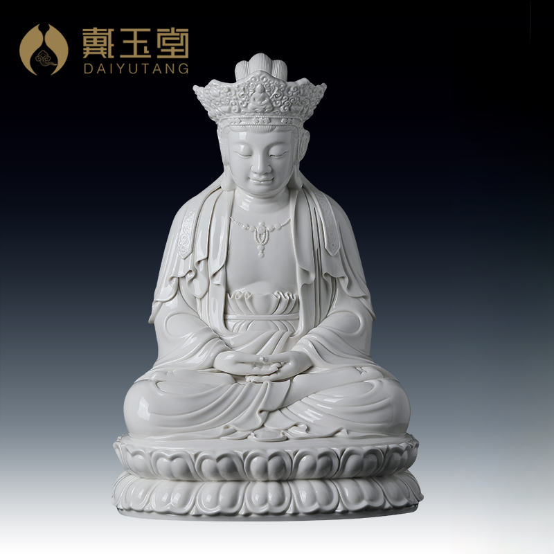 戴玉堂陶瓷摆件 毗卢冠观/音林建平德化白瓷观/音装饰工艺品家用