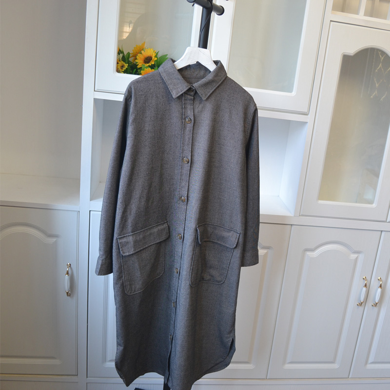 拍编号 日系宽松休闲连衣裙可外搭风衣简约大方显瘦