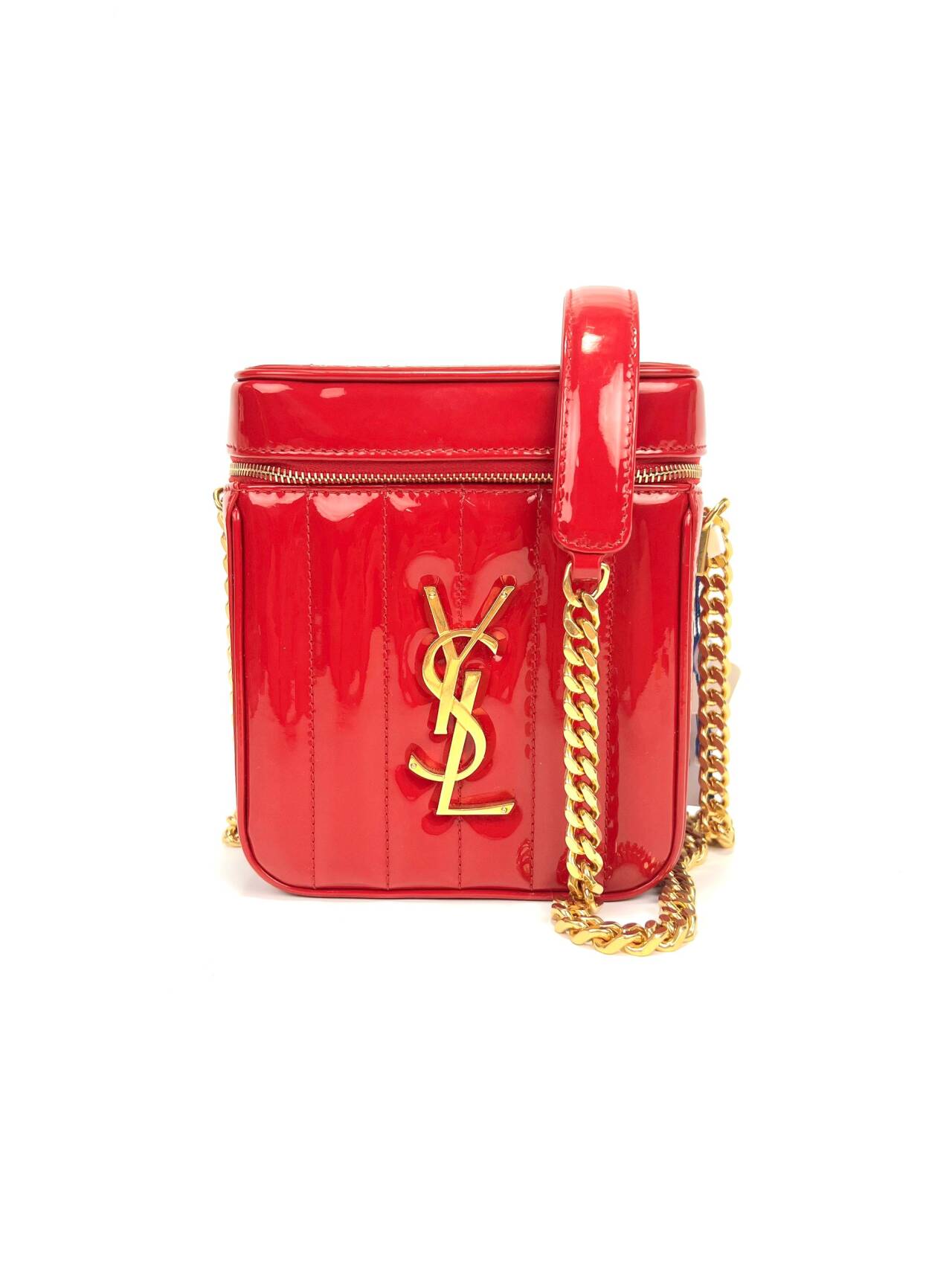 99新 YSL/圣罗兰 维舒/圣罗兰红色漆皮手提包/98新/73397997
