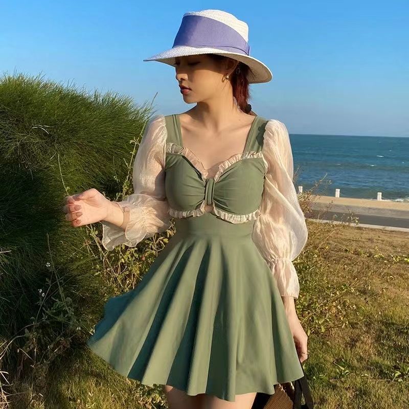 大码泳衣女2023新款夏季胖mm遮肚显瘦微胖女孩连体裙式保守泡温泉