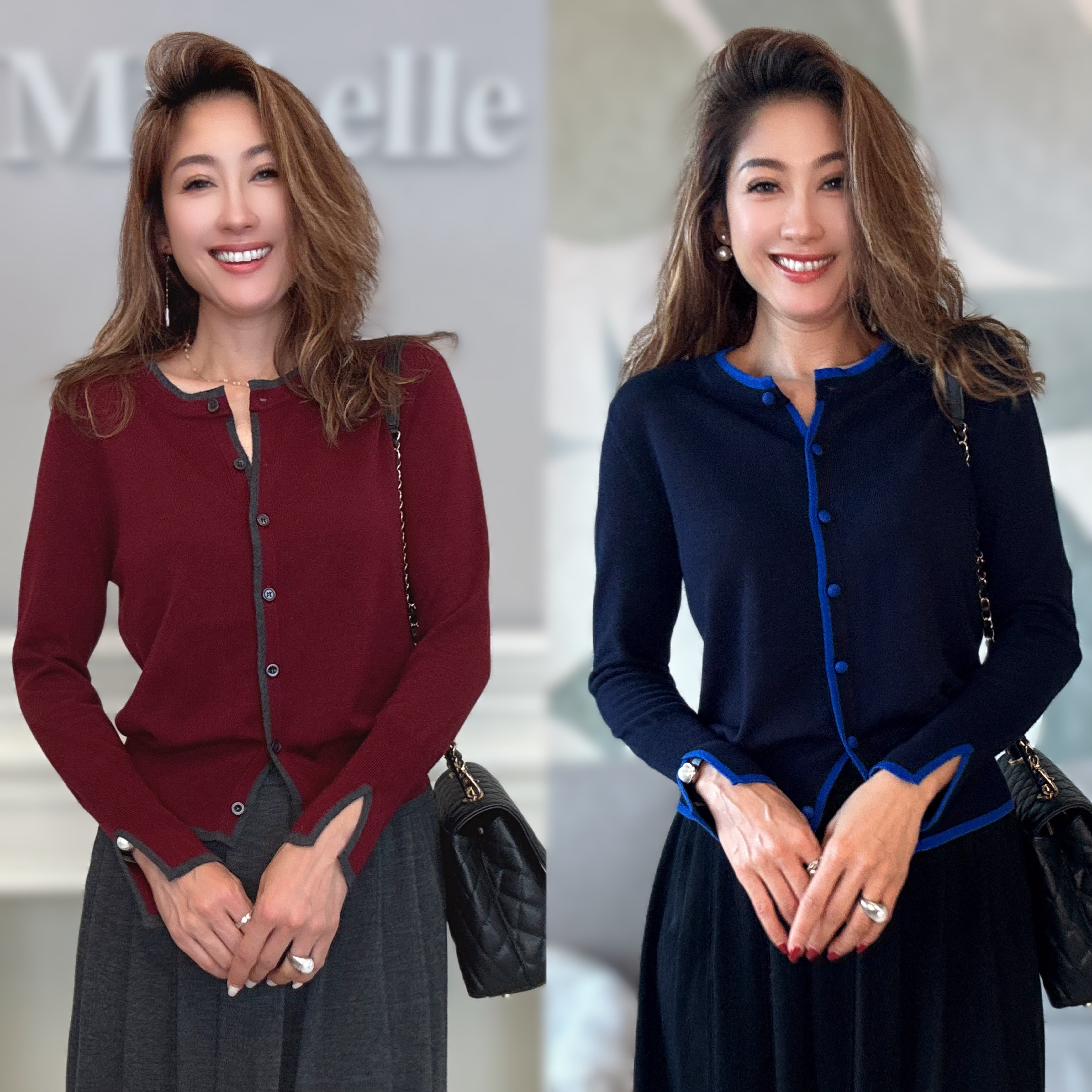 “浪漫巴黎”秋冬时尚百搭显瘦圆领长袖排扣开衫外套毛衫上衣