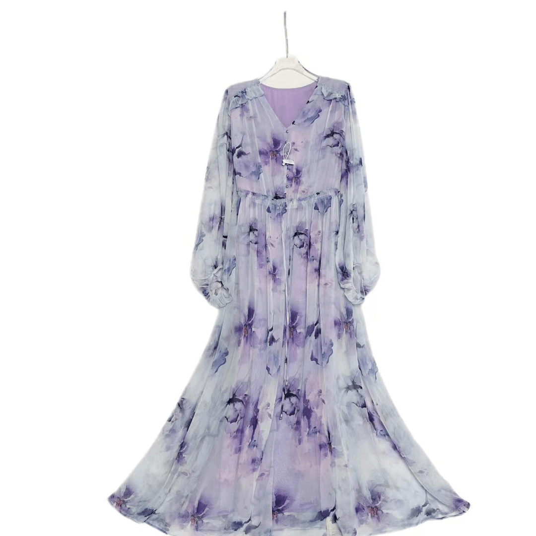 【2024-文文】重磅100%桑蚕丝连衣裙Y24C9022-5