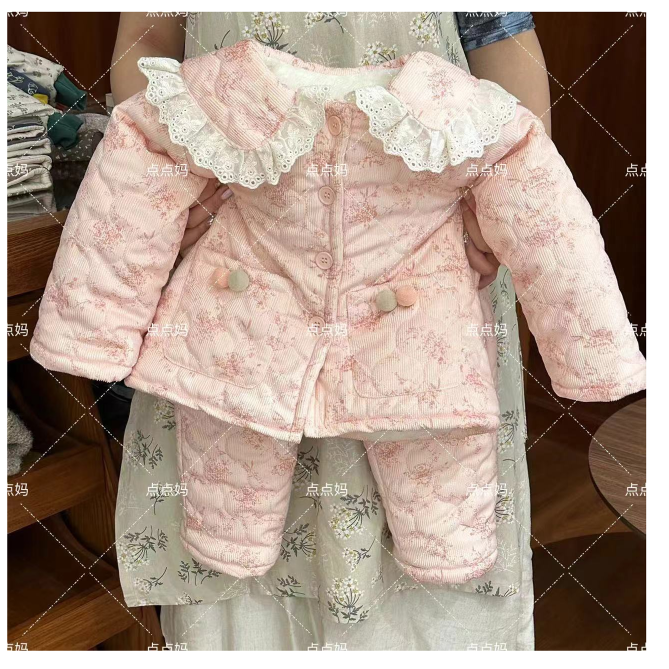 DDM【逃之夭夭】可外穿保暖三层加绒加厚儿童家居服睡衣套装 6068