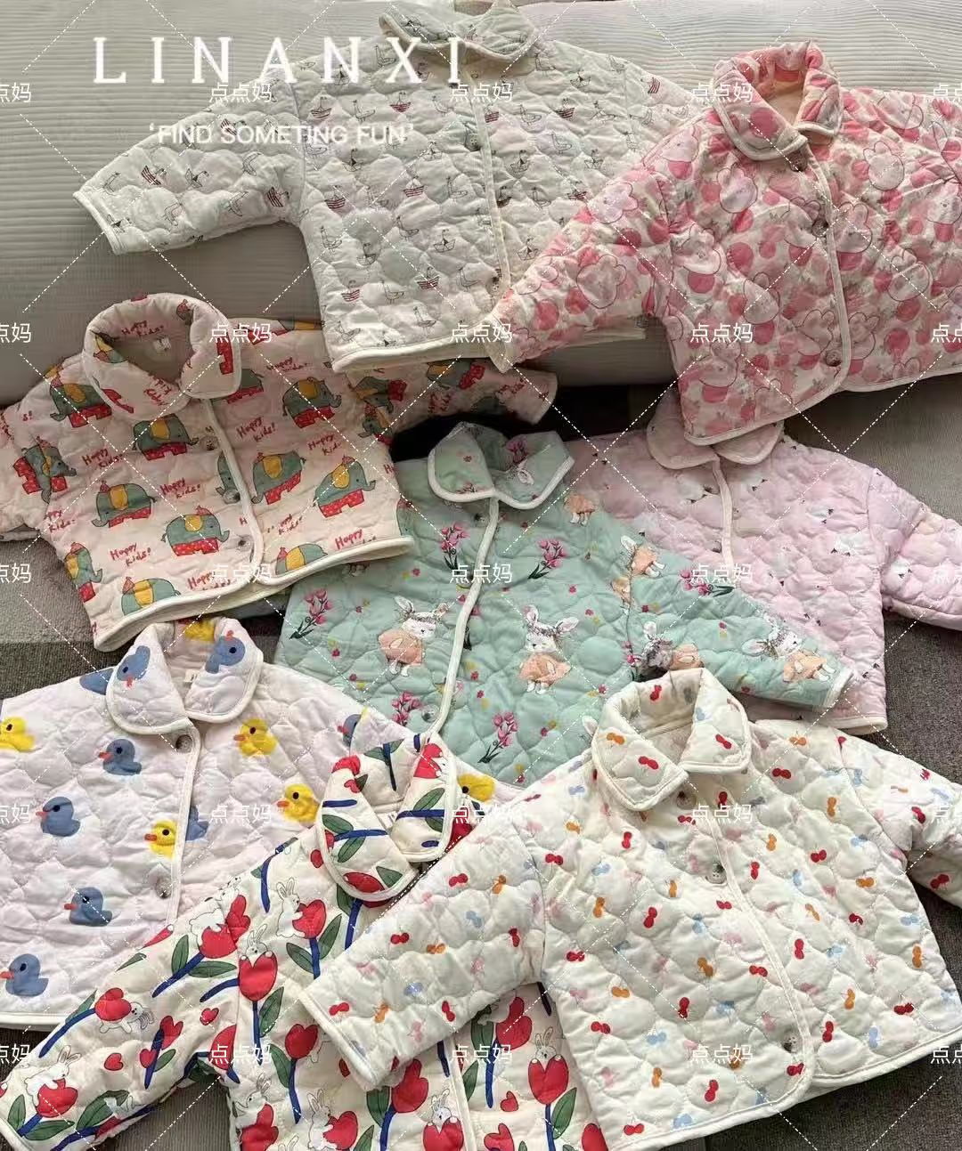 DDM【偏小一码】可外穿薄款儿童女童三层夹棉家居服保暖睡衣26035