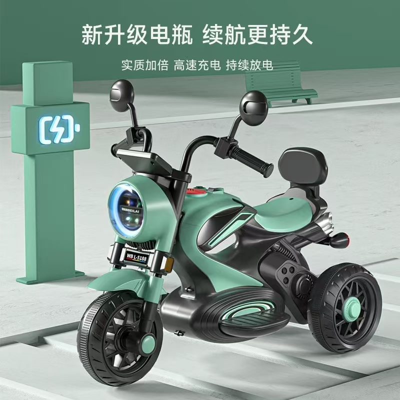 万贝莱大号大哈雷1-6岁充电摩托车多功能加大电动大号三轮童车